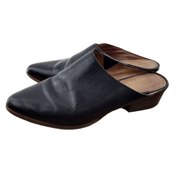 Madewell Barlow Mules Black Leather Slip On Shoes 1.5" Heel Womens Size 7 - Picture 3 of 8